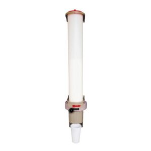 trinkForm® Becherspender aus PS-Material, geeignet für 100 Stück 200 ml Trinkbecher, mit einem praktischen Entnahmemechanismus